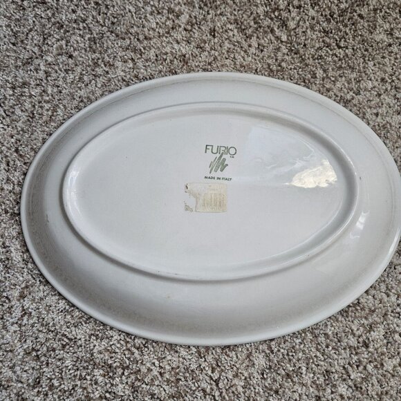 Furio Oval Serving Platter Striped Large 16" x 12" Made In Italy Blue Green Pink - Picture 4 of 6